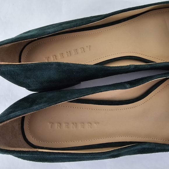 Trenery Green Suede Leather Low Block Heel Size 38 - Picture 11 of 11